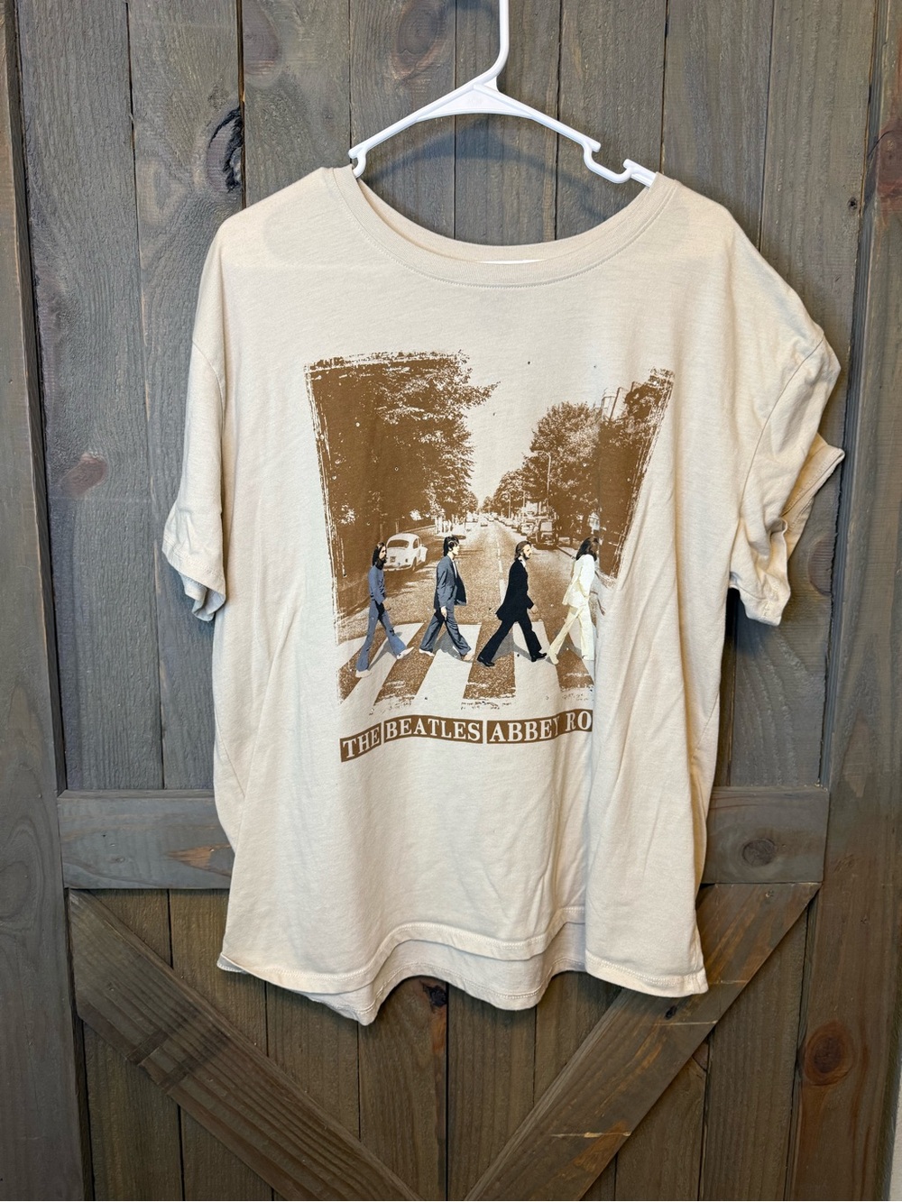 The Beatles Logo Tee - Cream with Black Print